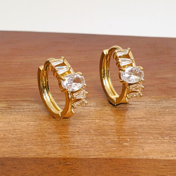 14K Gold Womens 2ct Diamond Small Hoop Earrings Ladies NEW 14 K Silver Jewelry - Picture 2 of 4